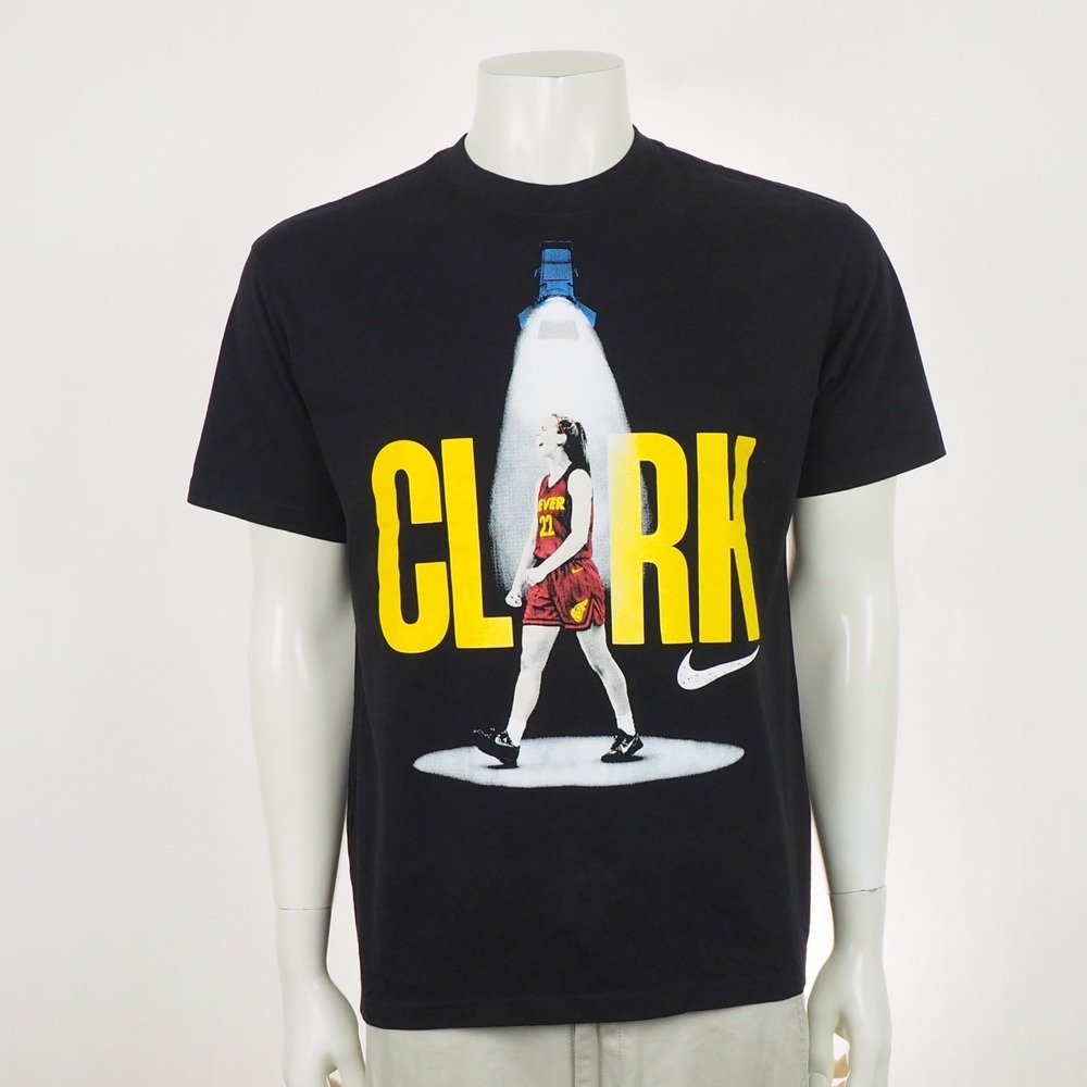 Nike Team Caitlin Clark Indiana Fever Tee Shirt Mens Small Black Crew Loose Fit